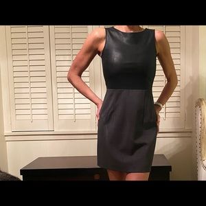Theory leather and virgin wool stretchy dress